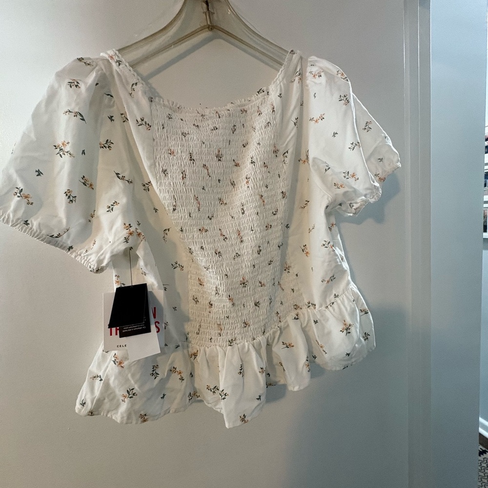 H&M Celebrity Pink White Floral Blouse - Picture 5 of 8